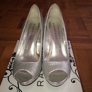 Silver Peep Toe Pumps